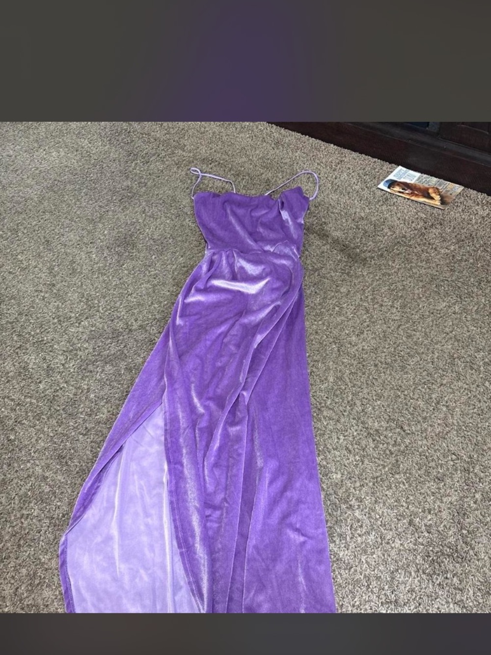 Lucy in the Sky Shimmering Purple Velvet Spaghetti-Strap Gown